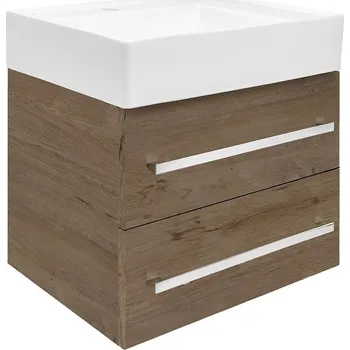 Nábytek Koupelnová skříňka s umyvadlem SAT Cube Way 60x53x46 cm dub Wellington mat CUBE46602DWSATCW - CUBE46602DWSATCW