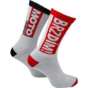 Pánské ponožky MOTOHOUSE ponožky BRAKE white/black/red - 42-46