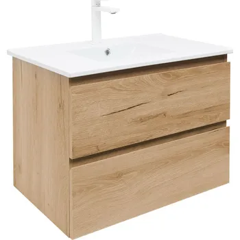 Koupelnový nábytek Koupelnová skříňka 2 zásuvková s umyvadlem SAT B-Way 79x50x45 cm dub mat BWAY280OAKU4B2 - BWAY280OAKU4B2