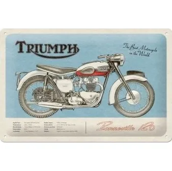 Plechová cedule NOSTALGIC ART cedule TRIUMPH Bonneville white/blue