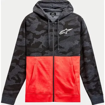 Pánské oblečení ALPINESTARS mikina CAMO BLOCK Zip charcoal heather/warm red - S