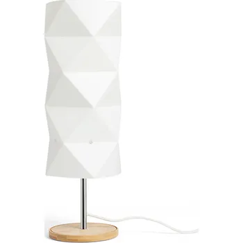 Lampička ZUMBA stolní bílé PVC/dřevo/chrom 230V LED E14 11W