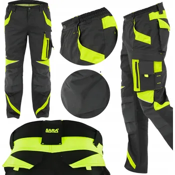 Pracovní obuv Pánské pracovní kalhoty s reflexními prvky do pasu, elastické, pohodlné, ČERNÉ, velikost 58