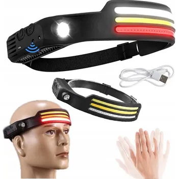 Čelovka ČELOVKA LED ČELOVÁ SVÍTILNA NABÍJECÍ USB S SENZOREM POHYBU 3 POPRUHY