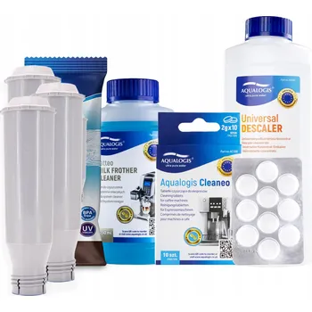 Příprava kávy Zestaw Krups - Filtr AL-TES46 3 ks, Odvápňovač 500 ml, Čistič mléčných okruhů Latteo 250 ml, Čisticí tablety Cleaneo