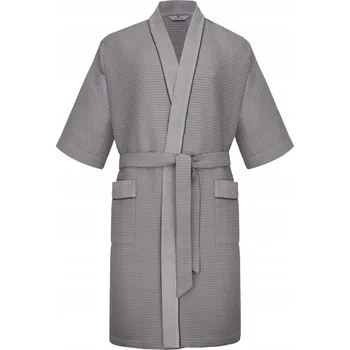 Dámský župan Revise RE-521 Župan / kimono - 100% bavlna - Šedý - M Vafle / Gofr
