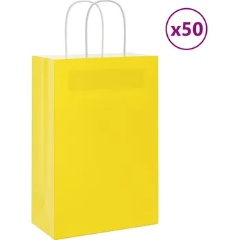 Dárková taška vidaXL Papírové tašky 50 ks s uchy Žlutá 21x11x31 cm
