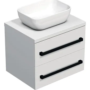 Koupelnový nábytek Koupelnová skříňka s černou úchytkou a krycí deskou SAT Cube Way 60x47,5x46 cm bílá lesk CUBE46C1603BI45 - CUBE46C1603BI45