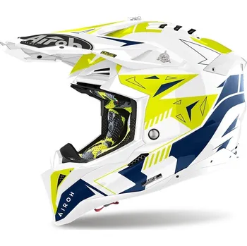 Helma na motorku AIROH přilba AVIATOR 3.0 Spin gloss yellow/blue - L