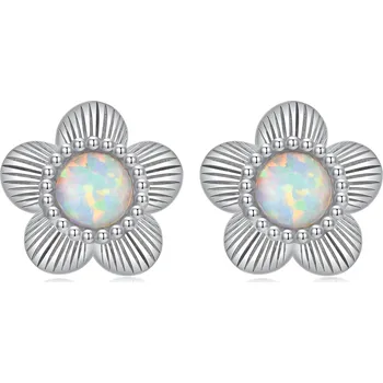Náušnice Elenys stříbrné pozlacené peckové náušnice Opálová květina