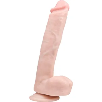Dildo Easytoys - přísavkový realistický velký dildo s varlaty (26,5cm) - přírodní