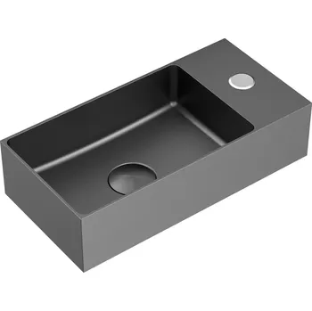 Závěsné umývátko v barvě gun metal SAT Aurum 36x18 cm bez přepadu SATAUR3618BGM - SATAUR3618BGM