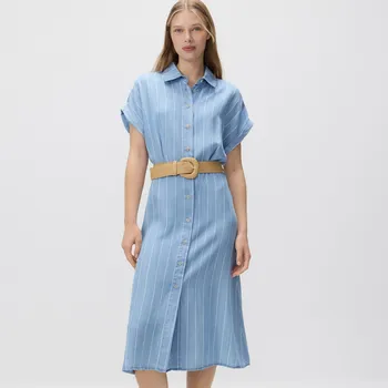 Dámské šaty Reserved - Midi šaty z lyocellu - modrá - 9287H-05J - 9287H-05J-XXL