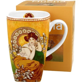 DUO porcelain DG - Porcelánový hrnek latte hranatý Alfons Mucha Topaz - 630 ml