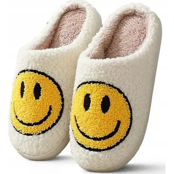 Dámská obuv Dámské domácí Pantofle Smile With a Smile Bílé Bamboše Emoji 40/41
