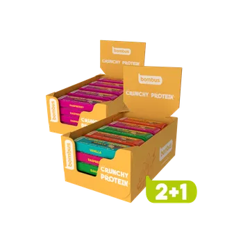 Bombus Proteinové tyčinky CRUNCHY PROTEIN - MIX 2+1 Karton - 20 ks