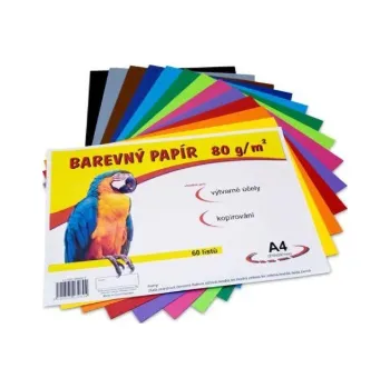 Barevný papír Papír barevný A4 60ks 80g/m2 12 barev