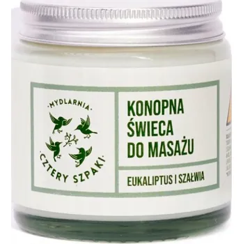 Svíčka Sójová vonná svíčka Konopna masážní svíčka Eukalyptus a Šalvěj Cztery Špačci 1 ks