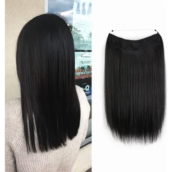 Paruka Příčesek syntetické dlouhé vlasy černé BWR