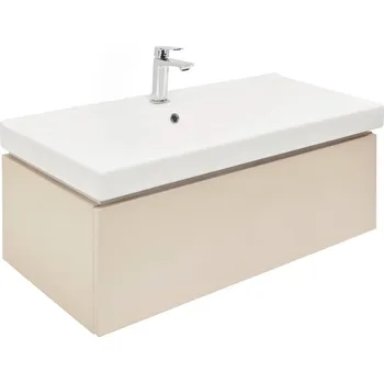Nábytek Koupelnová skříňka s umyvadlem a baterií SAT Feel 100x30x46 cm pískově béžová mat SATFEEL100BEU1B - SATFEEL100BEU1B