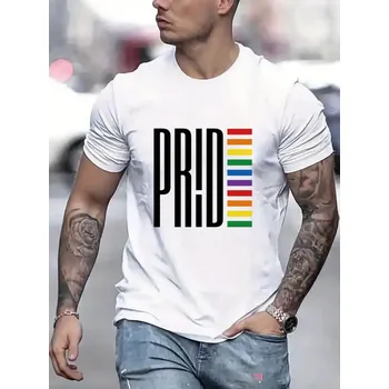 Pánské tričko Tričko bílé/černé/červené/zelené PRIDE PRUHY Barva: Červená, Velikost: M