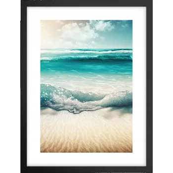 Obraz Obraz plakát v černém rámu do obýváku 30x40 pláž foto plakáty na zeď