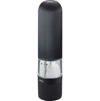 GEFU SPEZIA – elektrický mlýnek na sůl nebo pepř, černý elektrický mlýnek s LED a keramickým mechanismem