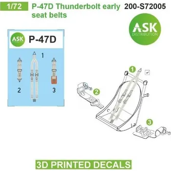 Plastikový model 1/72 P-47D seat belts - 3D printed decals by ASK