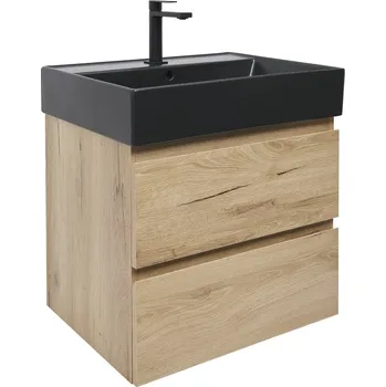 Nábytek Koupelnová skříňka 2 zásuvková s umyvadlem SAT B-Way 59x50x45 cm dub mat BWAY260OAKU2B2B - BWAY260OAKU2B2B