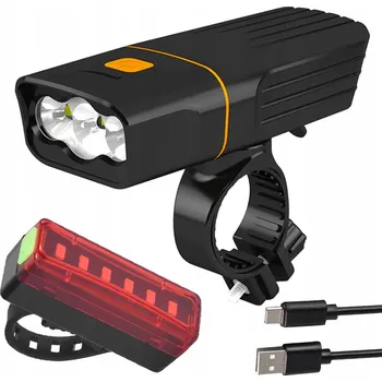 Cyklosvítilna AKUMULÁTOR Sada světel na kolo (přední + zadní) LED, USB dobíjecí