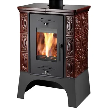 Krbová kamna Haas+Sohn Empoli černý podstavec - kachle hnědá