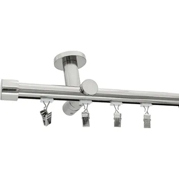 Garnýž Kovovégarnýže.cz Stropní garnýž Rullo broadway 19 mm efekt nerez Varianta jednořadá nebo dvouřadá: Dvouřadá, Uchycení látky: jezdec s háčkem, Délka garnýže Broadway: 300 cm