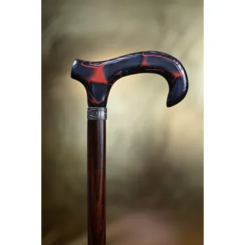 Vycházková hůl s rukojetí derby Červená nit