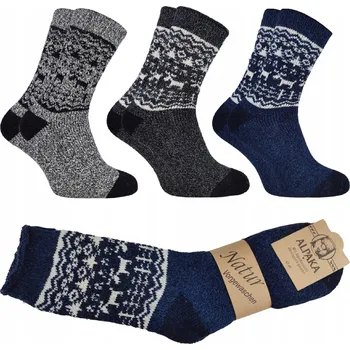 Pánské ponožky 3X PONOŽKY PONOŽKY ALPAKA SILNÉ, TEPLÉ, DLOUHÉ, Z VLNY ALPAKI 43-46