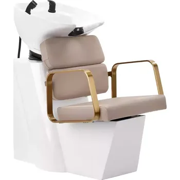 Kadeřnické křeslo Kadeřnický mycí box PORTO - zlato béžový