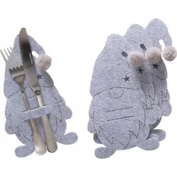 Příbor KAPSY NA PŘÍBORY OPAKOVANĚ POUŽITELNÉ FILCOVÉ ŠEDÉ VÁNOČNÍ NA VÁNOCE 4 ks