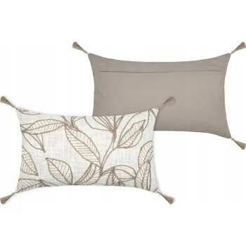 Polštář POLŠTÁŘ BÉŽOVÝ BAVLNĚNÝ S TŘÁSNĚMI, ROSTLINNÝ MOTIV 50X30 CM