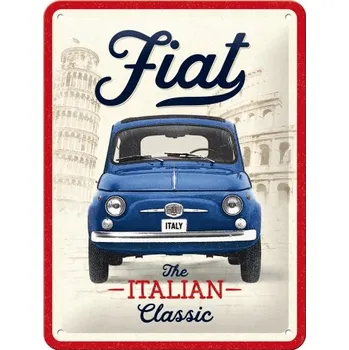 Plechová cedule NOSTALGIC ART cedule FIAT 500 The Italian Classic blue