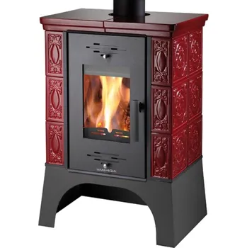 Krbová kamna Haas+Sohn Empoli černý podstavec - kachle bordo