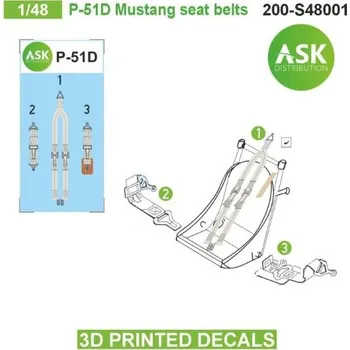 Plastikový model 1/48 P-51D Mustang seat belts - 3D printed decals by ASK