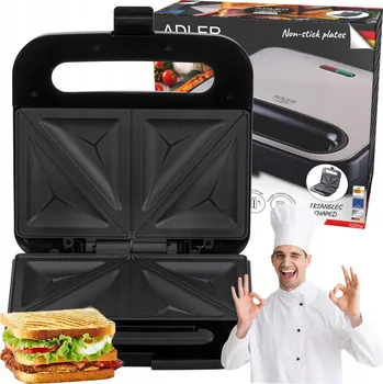 Toustovač Sendvičovač ADLER AD 3076 stříbrný/šedý 750 W