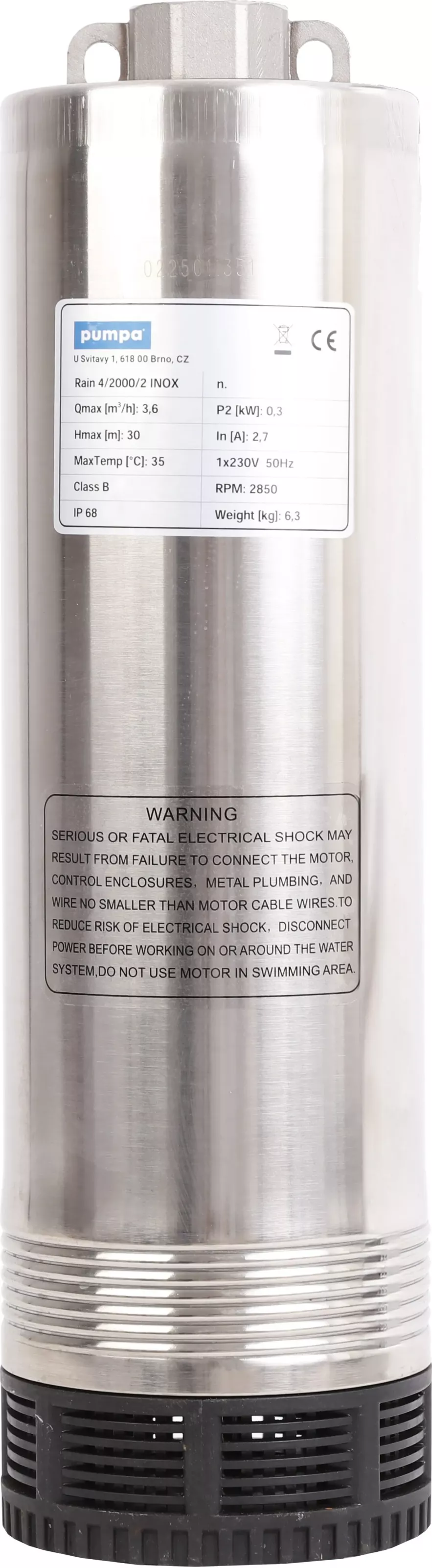 PUMPA Rain 4/2000/2 INOX 230V ponorné 4" čerpadlo