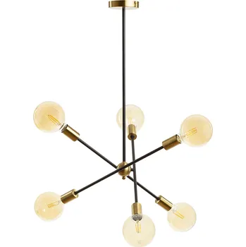 Svítidlo ARTEMIA 6 na tyči černá česaná mosaz 230V LED E27 6x15W