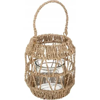 Svícen RATANOVÁ LUCERNA na terasa balkon, s držadlem 18 cm