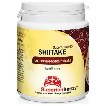 Přírodní produkt Shiitake, Houževnatec Jedlý, Extrakt 40 % polysacharidů, 90 kapslí Superionherbs
