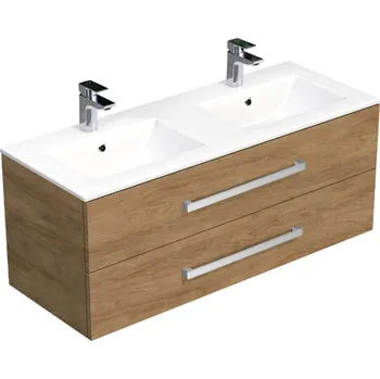 Koupelnový nábytek Koupelnová skříňka s umyvadlem SAT Cube Way 120x53x46 cm dub Hickory CUBE461202DHMOD - CUBE461202DHMOD