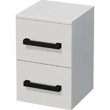 Koupelnový nábytek Koupelnová skříňka nízká s černou úchytkou SAT Cube Way 32,5x49,3x33 cm bílá lesk lesk/mat CUBE3CN32BL - CUBE3CN32BL