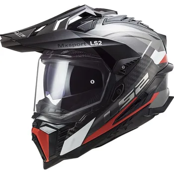 Helma na motorku LS2 přilba EXPLORER CARBON MX701 Frontier titanium/red - XS