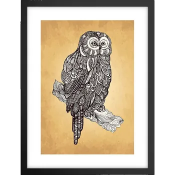 Obraz Obraz plakát v černém rámu do obýváku 30x40 sova foto plakáty na zeď