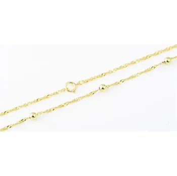Řetízek Dámský stříbrný pozlacený řetízek singapore s kuličkami 60cm STRR0585F